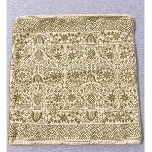 Vintage Y2K Pottery Barn Embroidered Pillow Cover 17x17 Francisco Green Boho